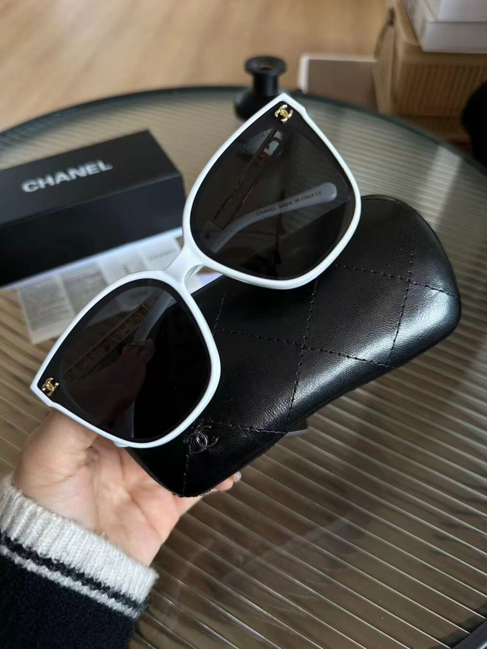 Chanel WhiteTrim Cat Eye Sunglasses